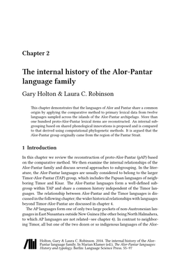 The Internal History of the Alor-Pantar Language Family Gary Holton & Laura C