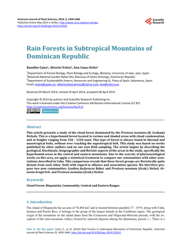 Rain Forests in Subtropical Mountains of Dominican Republic