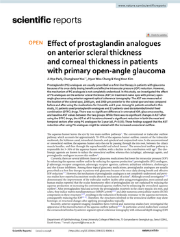 Effect of Prostaglandin Analogues on Anterior Scleral Thickness And