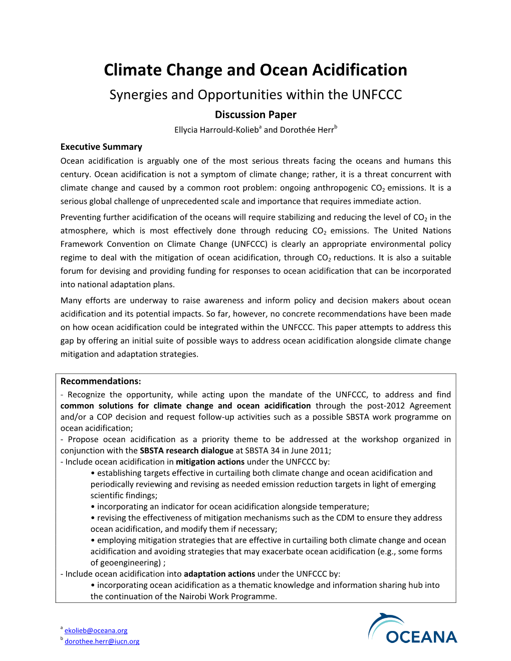 Ocean Acidification and the UNFCCC