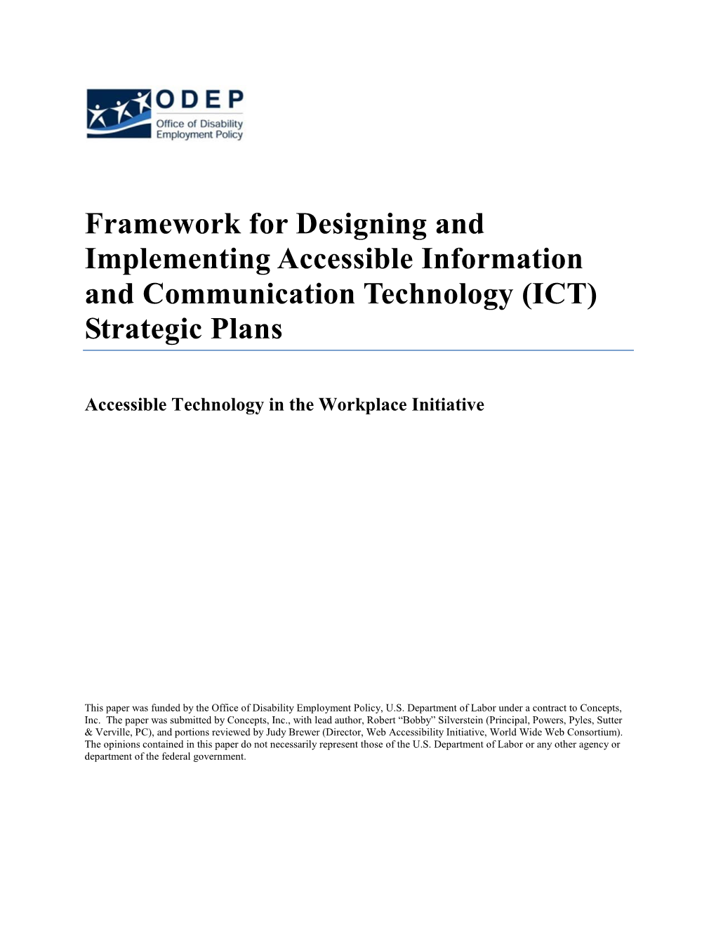 Framework for Designing and Implementing Accessible Information and Communication Technology (ICT) Strategic Plans