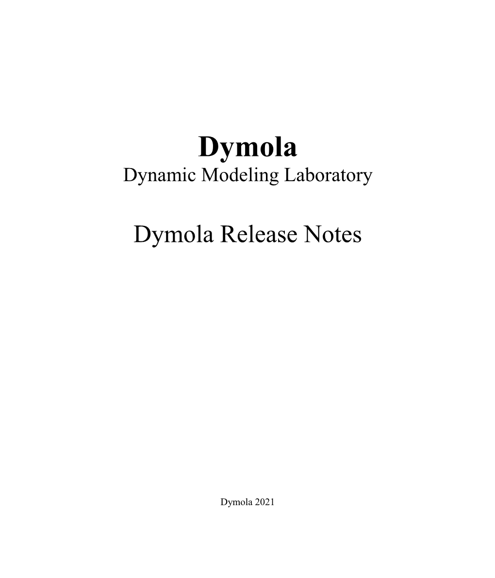 Dymola Release Notes