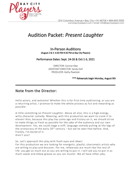 Audition Packet: Present Laughter