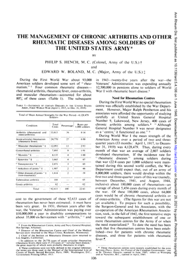 Rheumatic Diseases Among Soldiers of the United States Army*