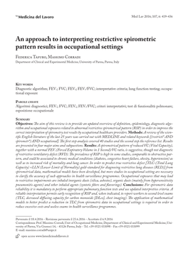 An Approach to Interpreting Restrictive Spirometric Pattern Results In