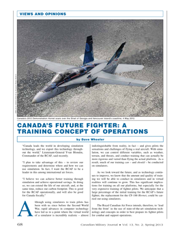 CANADA's Future Fighter: a Training CONCEPT of Operations