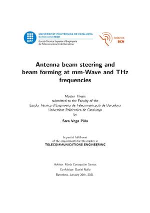 Antenna Beam Steering and Beam Forming at Mm-Wave and Thz Frequencies
