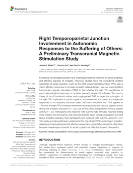 Right Temporoparietal Junction Involvement in Autonomic Responses to the Suffering of Others: a Preliminary Transcranial Magnetic Stimulation Study
