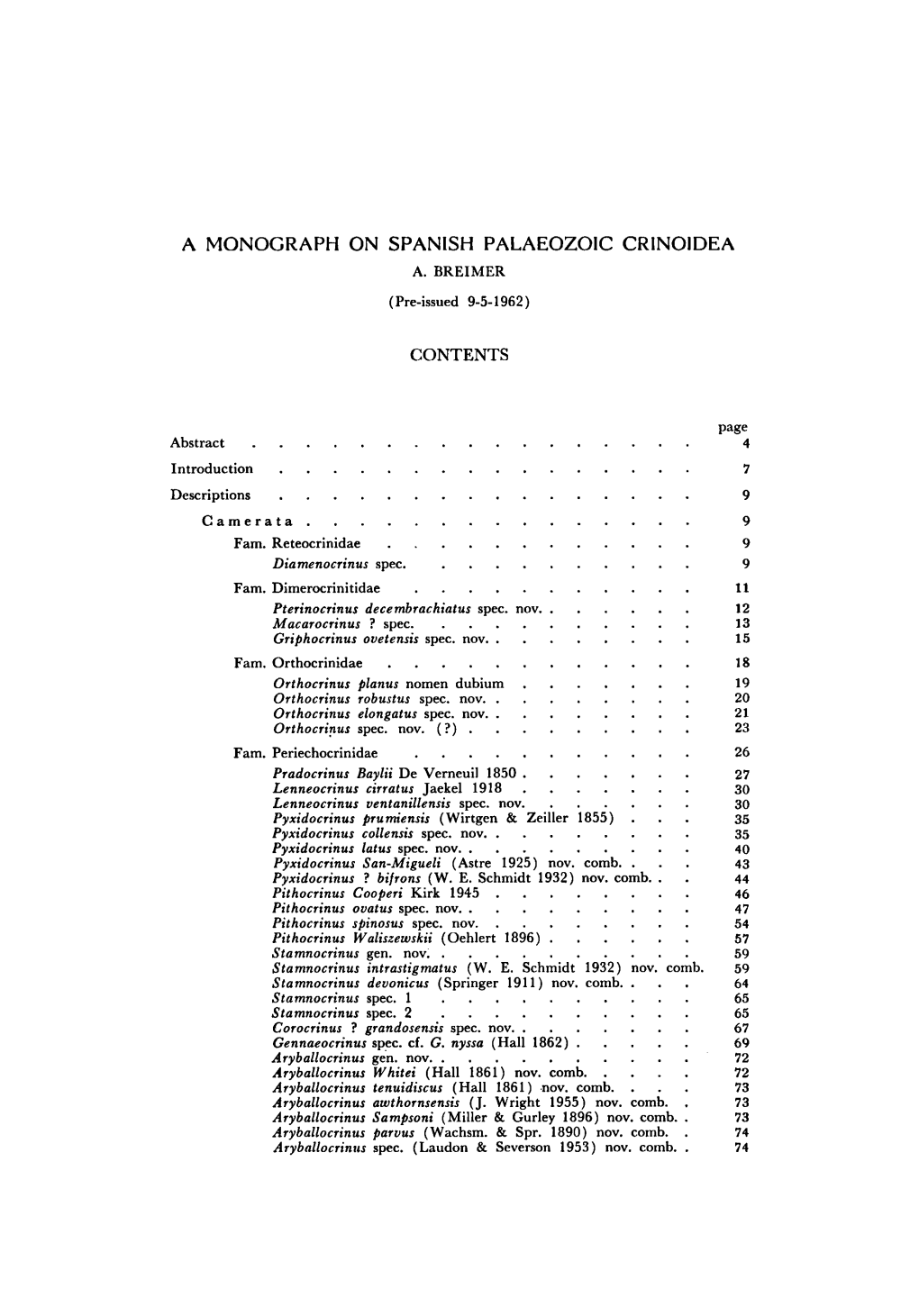 Monograph on Spanish Palaeozoic Crinoidea