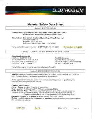Material Safety Data Sheet Scction I -IDENTIFICATION