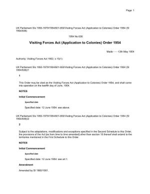 Visiting Forces Act (Application to Colonies) Order (1954 No. 636)