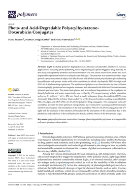 Photo- and Acid-Degradable Polyacylhydrazone–Doxorubicin