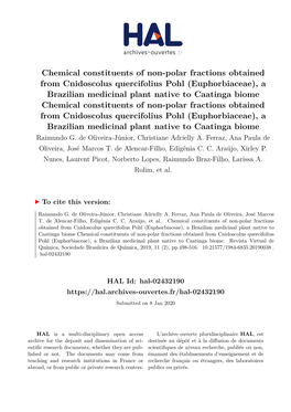 Chemical Constituents of Non-Polar Fractions Obtained from Cnidoscolus