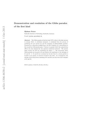 Demonstration and Resolution of the Gibbs Paradox of the First Kind