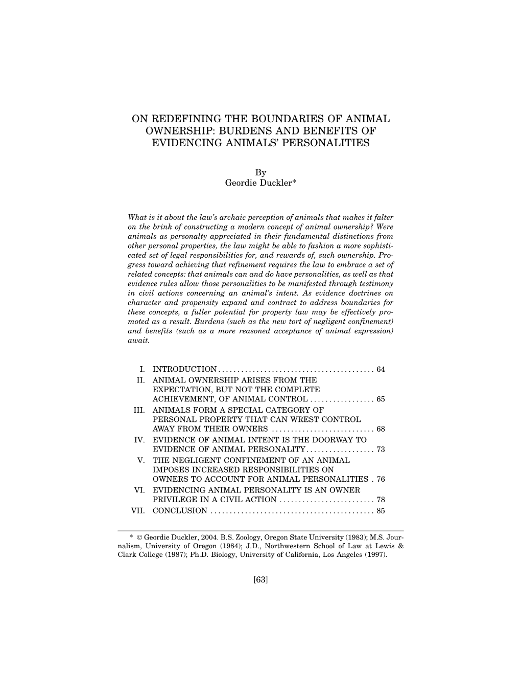 On Redefining the Boundaries of Animal Ownership: Burdens and Benefits of Evidencing Animals’ Personalities