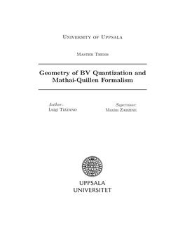 Geometry of BV Quantization and Mathai-Quillen Formalism
