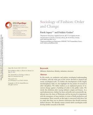 Sociology of Fashion: Order and Change