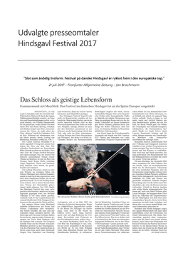 Udvalgte Presseomtaler Hindsgavl Festival 2017