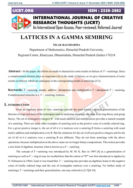 Lattices in a Gamma Semiring
