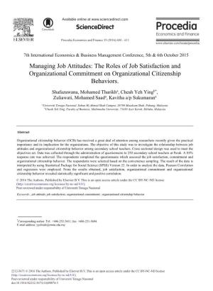 Managing Job Attitudes: the Roles of Job Satisfaction and Organizational Commitment on Organizational Citizenship Behaviors