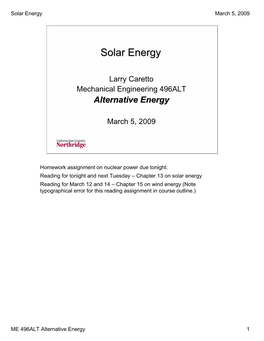 Solar Energy March 5, 2009
