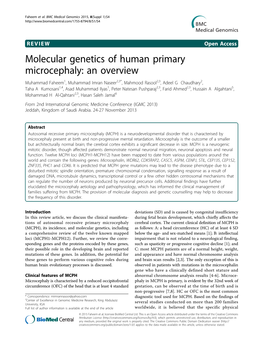 Molecular Genetics of Human Primary Microcephaly: an Overview