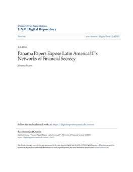 Panama Papers Expose Latin Americaâ€™S Networks of Financial Secrecy Johanna Marris