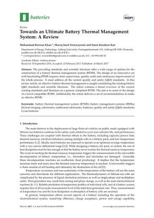 Towards an Ultimate Battery Thermal Management System: a Review