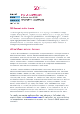 OCCI UK Insight Report Volume 4 (June 2018) ‘Alternative’ Social Media