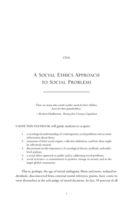 A Social Ethics Approach to Social Problems