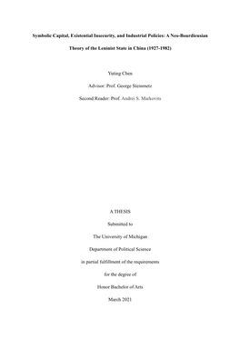 Symbolic Capital, Existential Insecurity, and Industrial Policies: a Neo-Bourdieusian