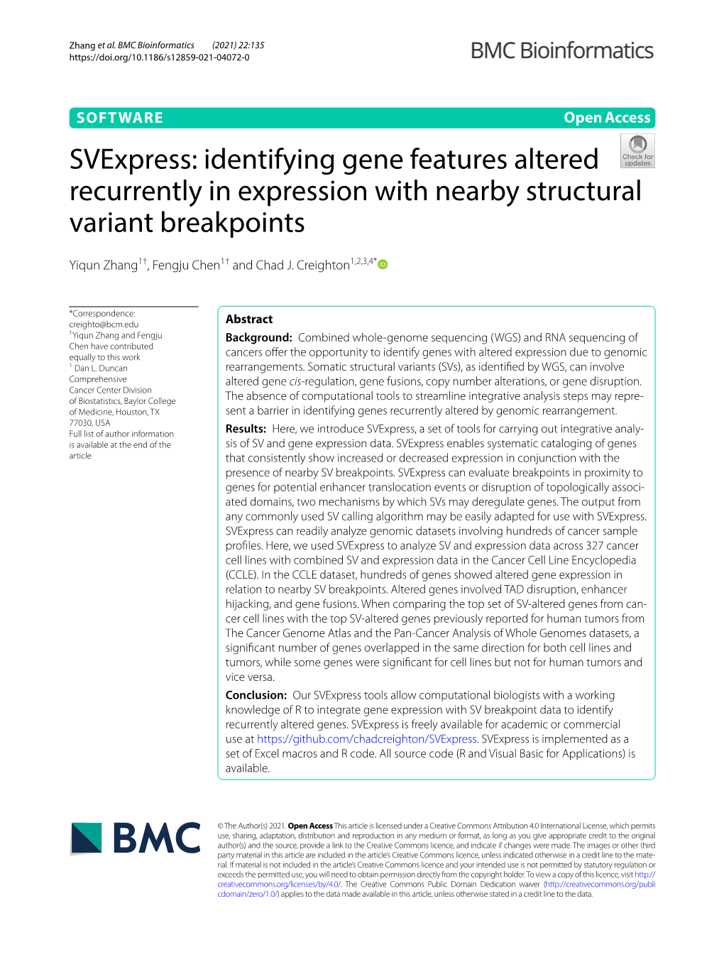 Svexpress: Identifying Gene Features Altered Recurrently in Expression with Nearby Structural Variant Breakpoints