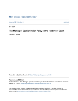 The Making of Spanish Indian Policy on the Northwest Coast