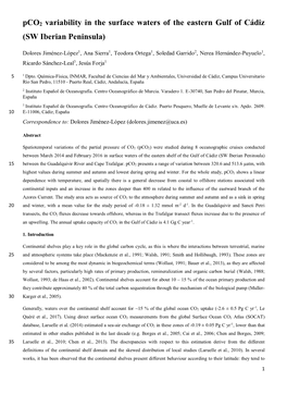 Pco2 Variability in the Surface Waters of the Eastern Gulf of Cádiz (SW Iberian Peninsula)