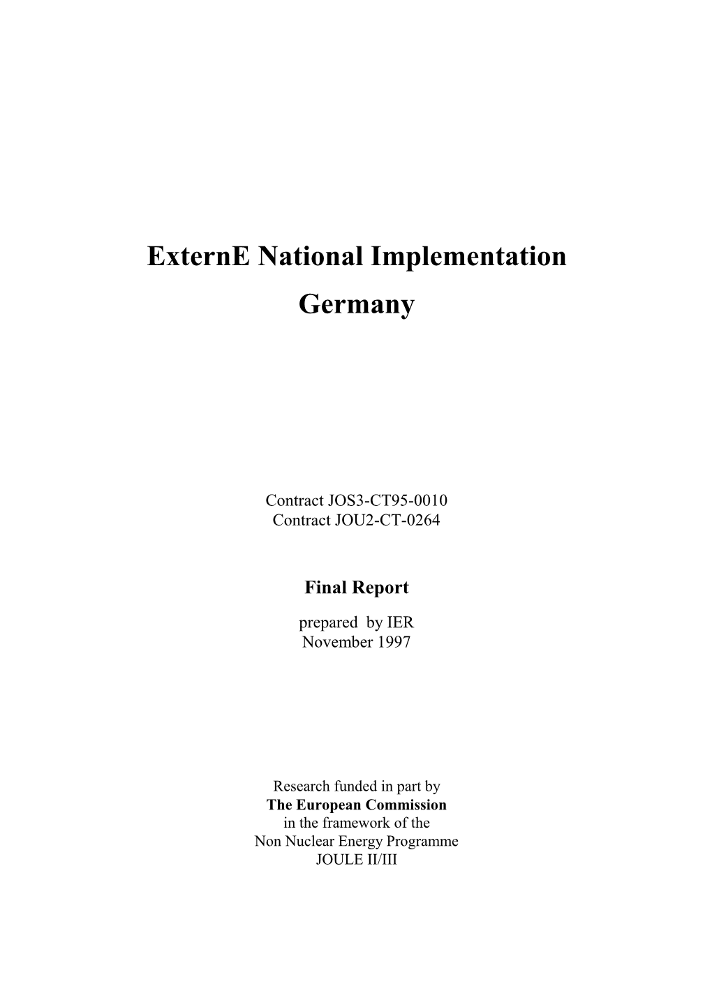 Externe National Implementation Germany