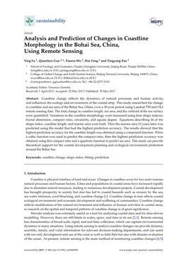 Analysis and Prediction of Changes in Coastline Morphology in the Bohai Sea, China, Using Remote Sensing