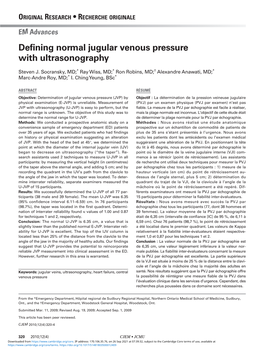 Defining Normal Jugular Venous Pressure with Ultrasonography