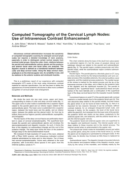 Computed Tomography of the Cervical Lymph Nodes: Use of Intravenous Contrast Enhancement
