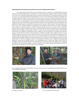 Rapid Ethnobotanical Appraisal and Rural Outreach in Dibang Valley Districts