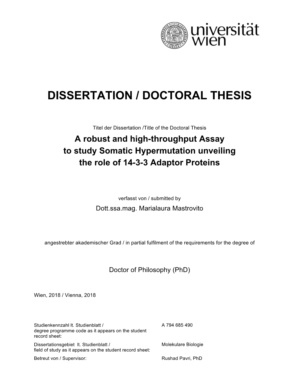 Dissertation / Doctoral Thesis