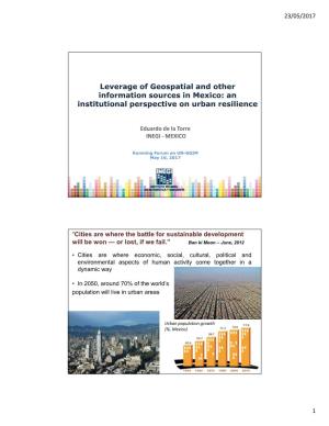 Leverage of Geospatial and Other Information Sources in Mexico: an Institutional Perspective on Urban Resilience