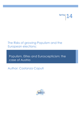 Costanza Caputi Populism, Elites and Euroscepticism: the Case