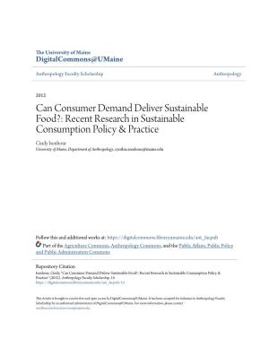 Can Consumer Demand Deliver Sustainable Food?: Recent