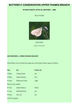 Wood White Annual Report – 2006