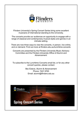 Flinders University Chamber Ensemble (Image Not to Scale)