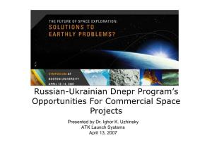 Russian-Ukrainian Dnepr Program's Opportunities for Commercial