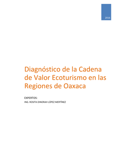 Diagnóstico De La Cadena De Valor Ecoturismo En Las Regiones De Oaxaca