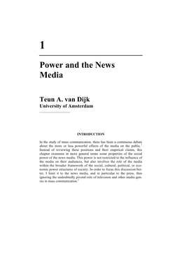 Power and the News Media