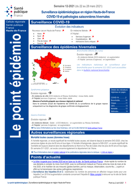 Surveillance Sanitaire Dans Les Hauts-De-France. Point Au 2 Avril