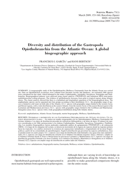 Diversity and Distribution of the Gastropoda Opisthobranchia from the Atlantic Ocean: a Global Biogeographic Approach